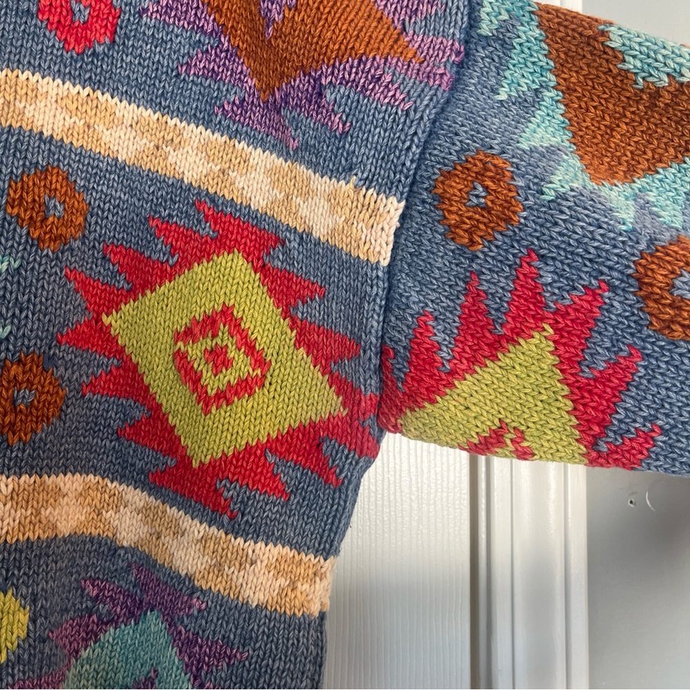 Structure Multicolor Geometric Sweater Aztec Print Heavy Blue - Picture 10 of 12